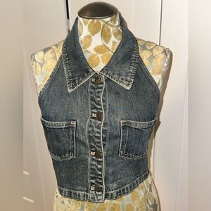 NWT Urban Revivo Denim Halter Crop Top